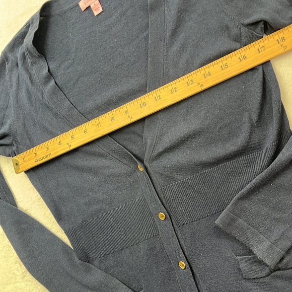 Lilly Pulitzer S Silk Cotton Navy Blue V Neck Button Cardigan Soft Sweater - Picture 8 of 12